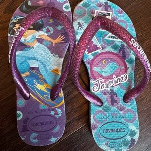 Havaianas Jasmine Kids Flip Flops - Purple Teal Glitter Straps